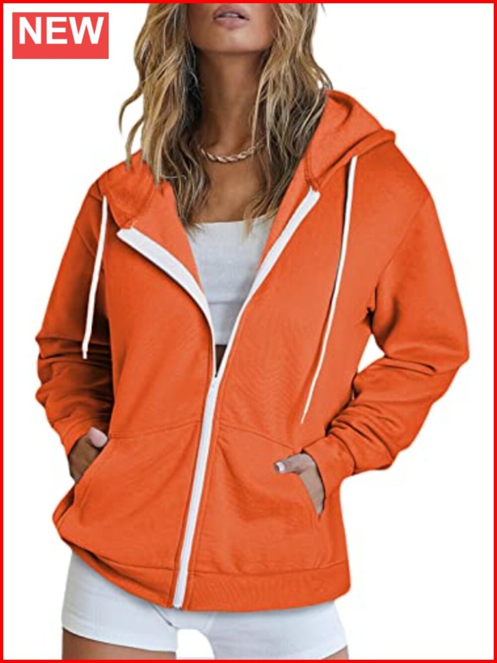 Women's Full Zip Up Hoodie Long Sleeve Relaxed Fit Side Splits
